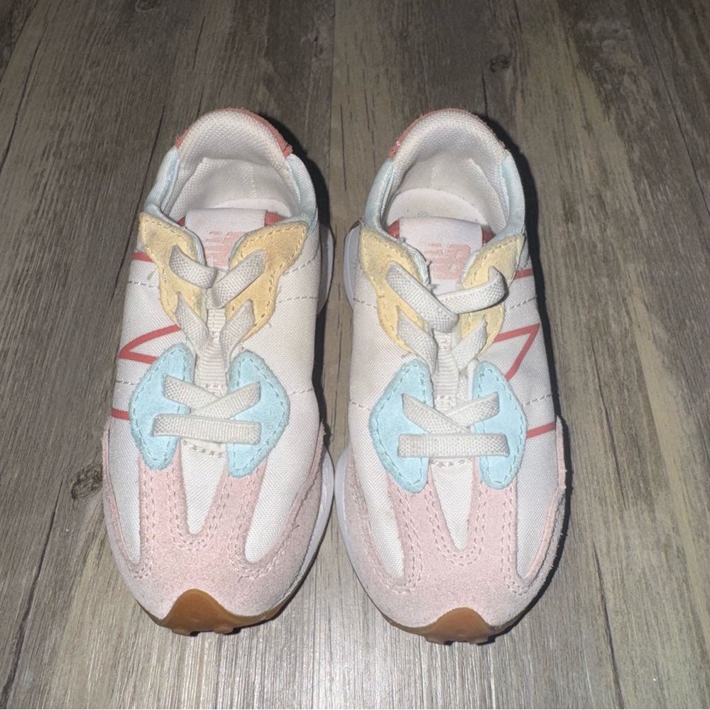 New Balance Pink and White Kids Sneakers - Picture 11 of 13